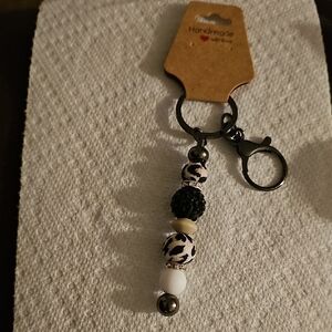 Black and White Keyfinder Purse Beaded Keychain